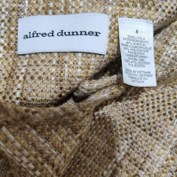 Alfred Dunner Womens Tweed Button Up Blazer Jacket Coat Gold Tan Beige Size 8 - Picture 5 of 5